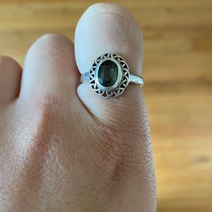 Authentic Moldavite Ring sterling silver 7/8